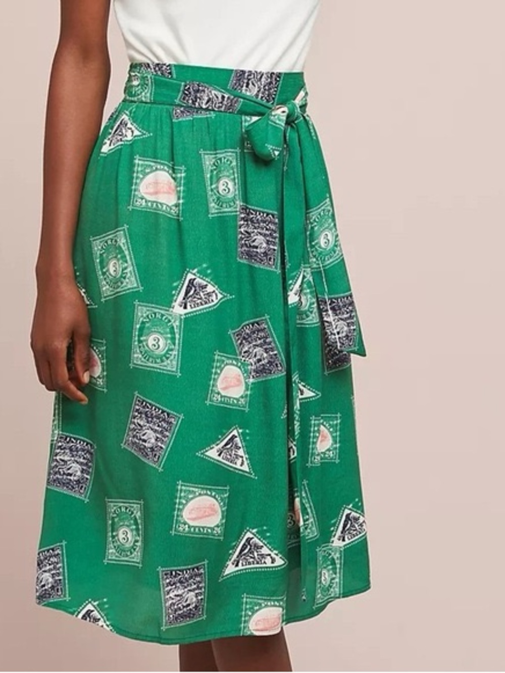 Porridge by Anthropologie Getaway Printed Skirt in Green